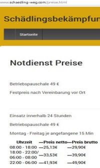 Schädlingsbekämpfung Preise