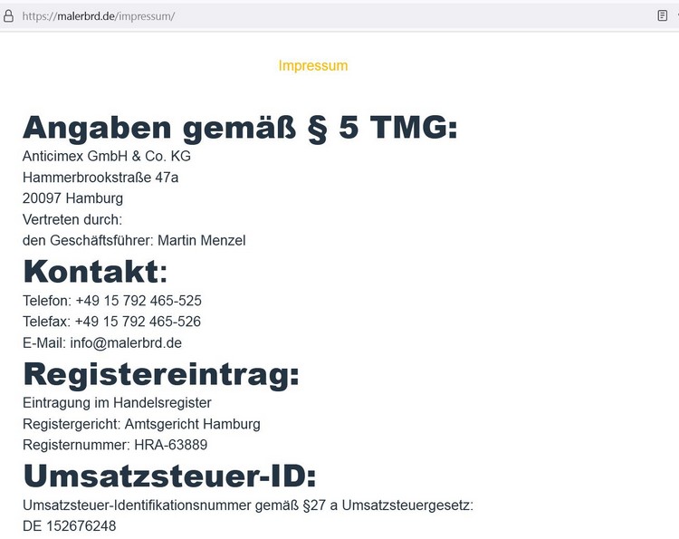 falsches Impressum - Datenklau
