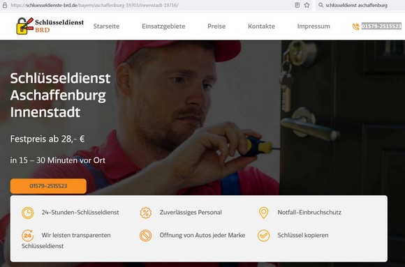 Schlüsselnotdienst Aschaffenburg - schwarze Liste